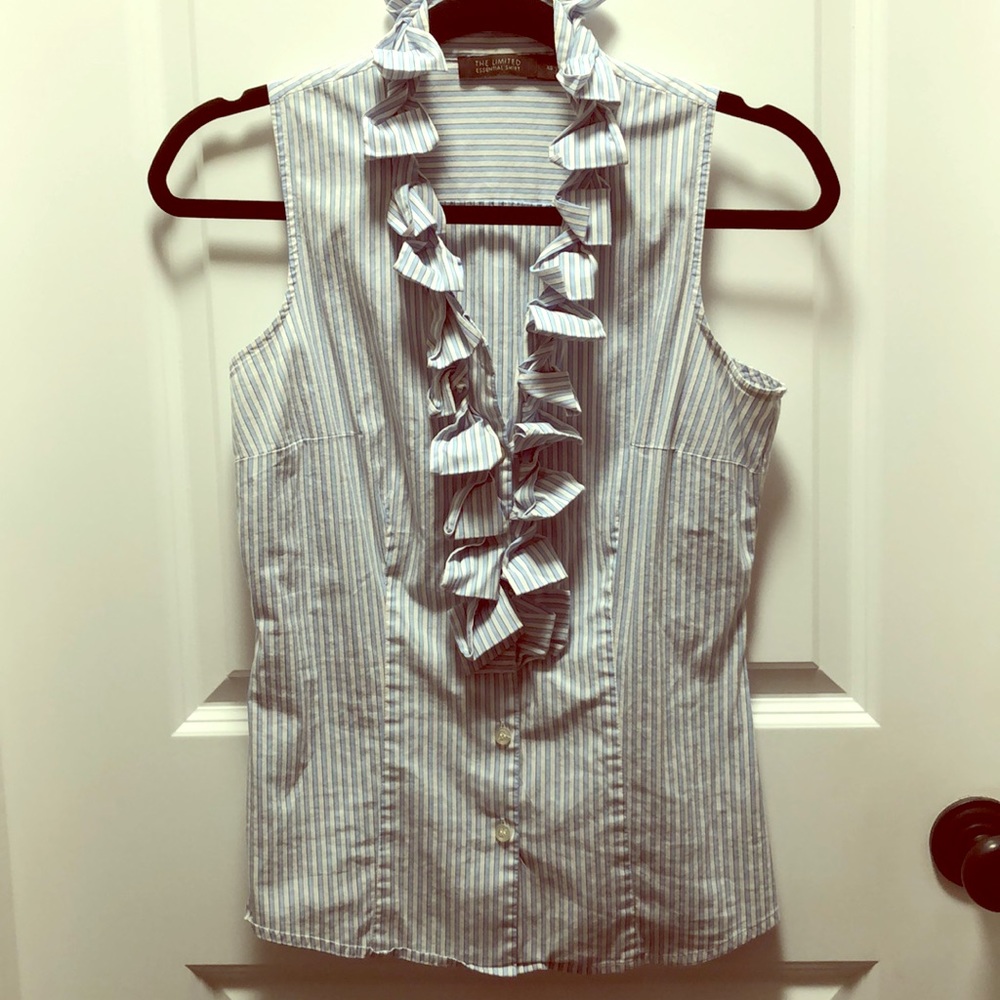 Baby Blue Stripe Button Down w/ Looped Collar